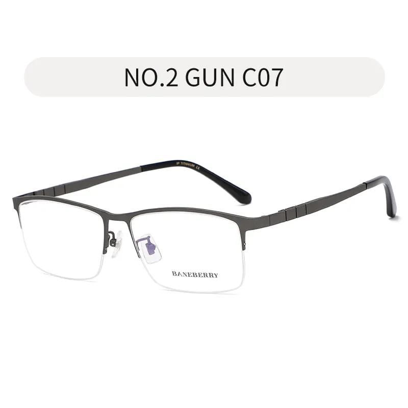 Reven Jate Unisex Semi Rim Rectangle Titanium Frame Eyeglasses 71111