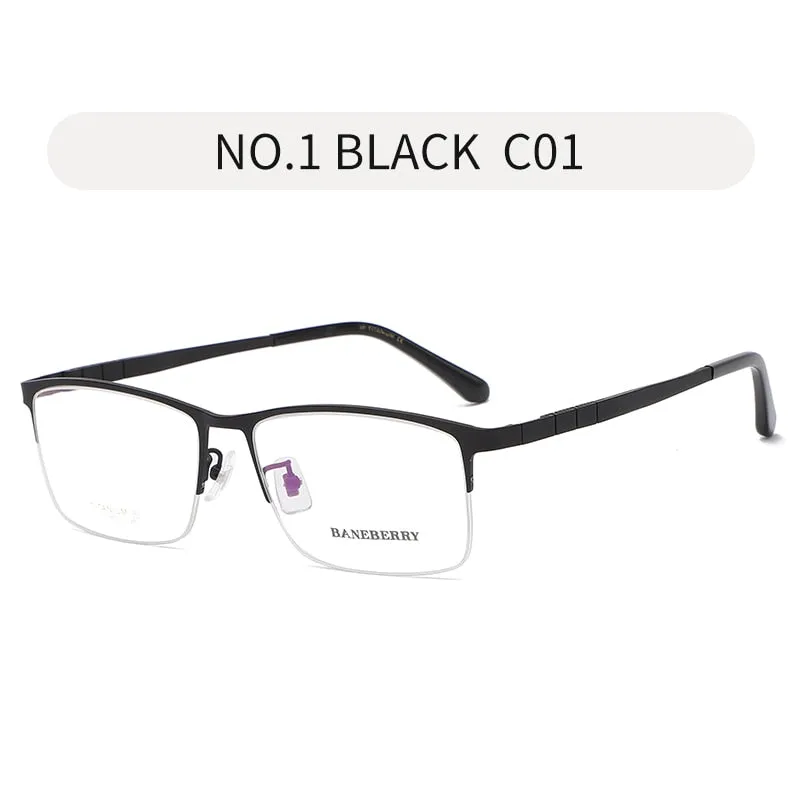 Reven Jate Unisex Semi Rim Rectangle Titanium Frame Eyeglasses 71111