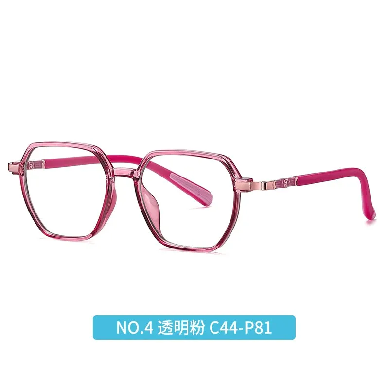 Vicky Youth Unisex Full Rim Polygonal Tr 90 Titanium Eyeglasses 5127
